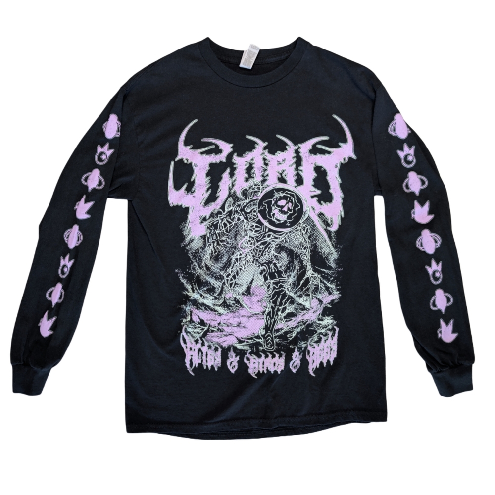 Gildan Men Medium Black Long Sleeve Talk Flies & Birds & Bees Band Graphic Tee